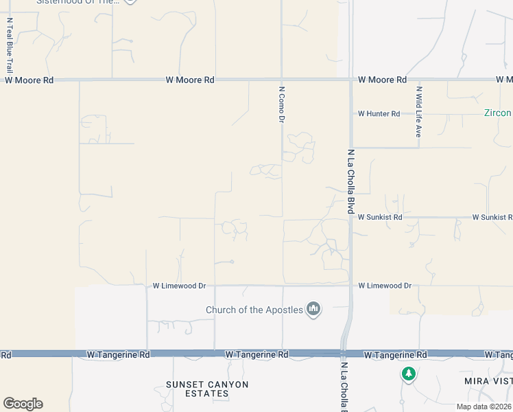 map of restaurants, bars, coffee shops, grocery stores, and more near 2350 West Sunkist Road in Tucson