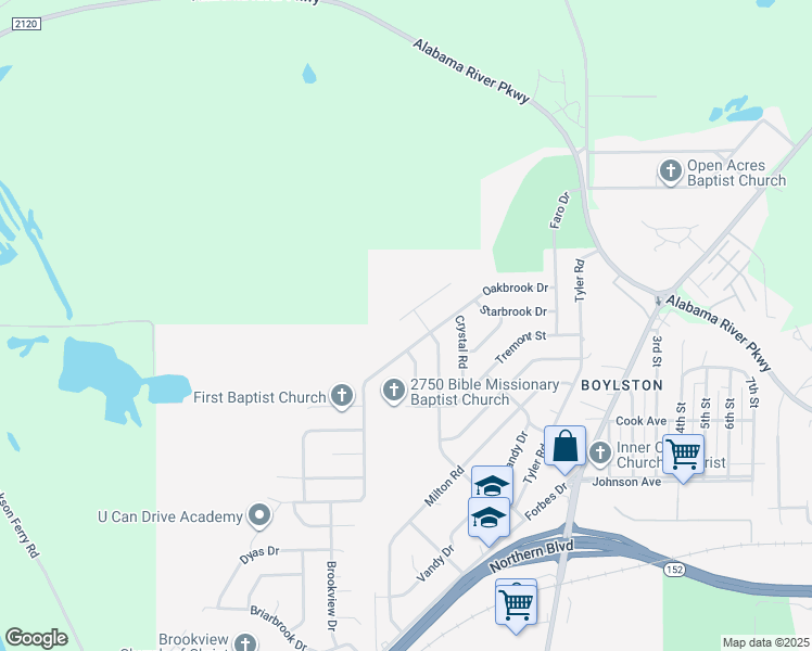 map of restaurants, bars, coffee shops, grocery stores, and more near 932 Pebblebrook Drive in Montgomery