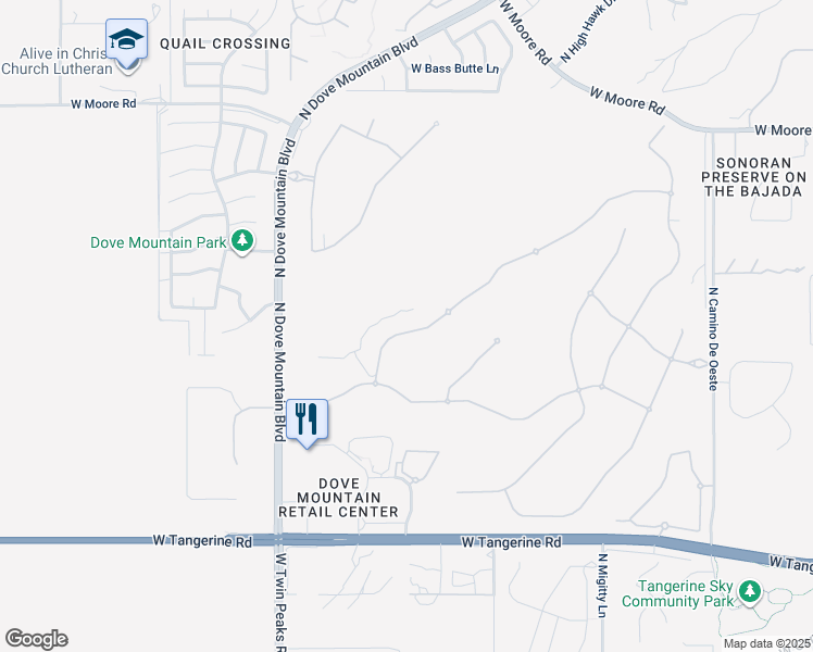 map of restaurants, bars, coffee shops, grocery stores, and more near 12384 North Fallen Shadows Drive in Marana