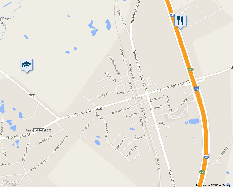 map of restaurants, bars, coffee shops, grocery stores, and more near 251 Cosey Street in Palmer