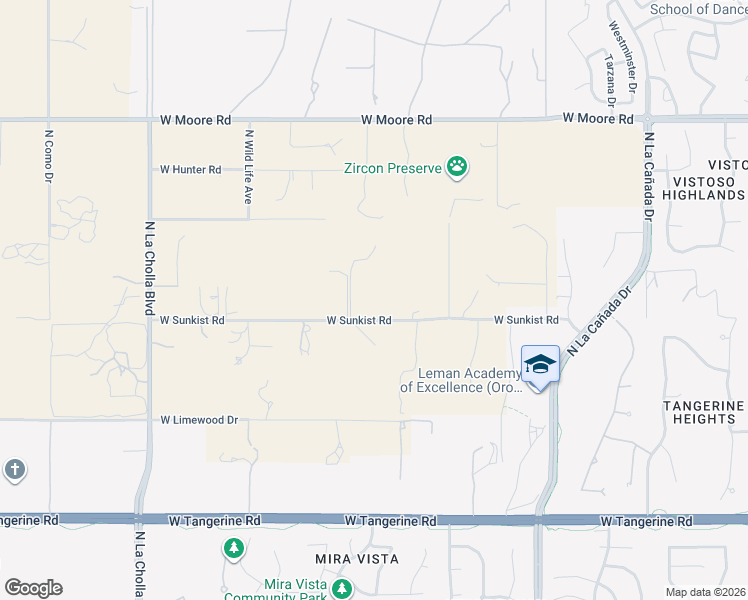 map of restaurants, bars, coffee shops, grocery stores, and more near 1680 West Sunkist Road in Tucson