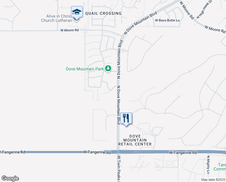 map of restaurants, bars, coffee shops, grocery stores, and more near 5439 West Morning Moonlight Lane in Marana