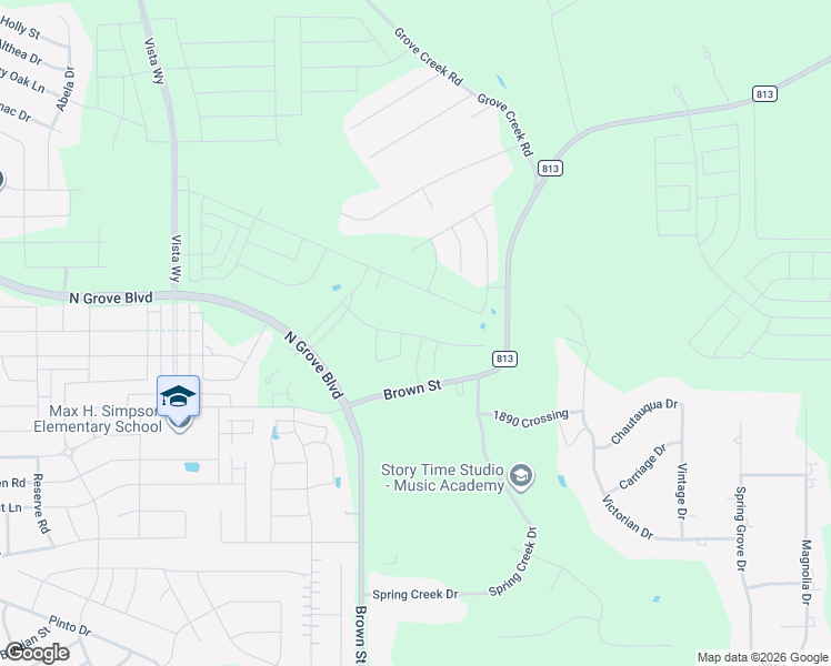 map of restaurants, bars, coffee shops, grocery stores, and more near 3003 Brown Street in Waxahachie