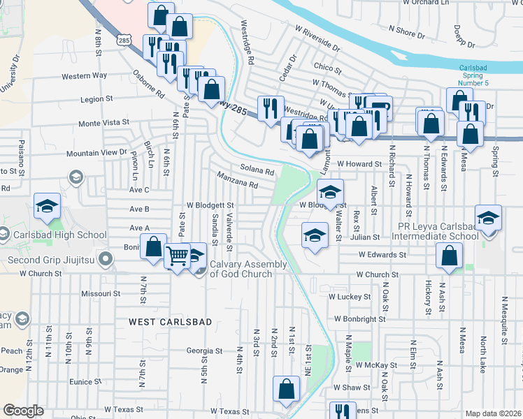 map of restaurants, bars, coffee shops, grocery stores, and more near 918 Solana Road in Carlsbad