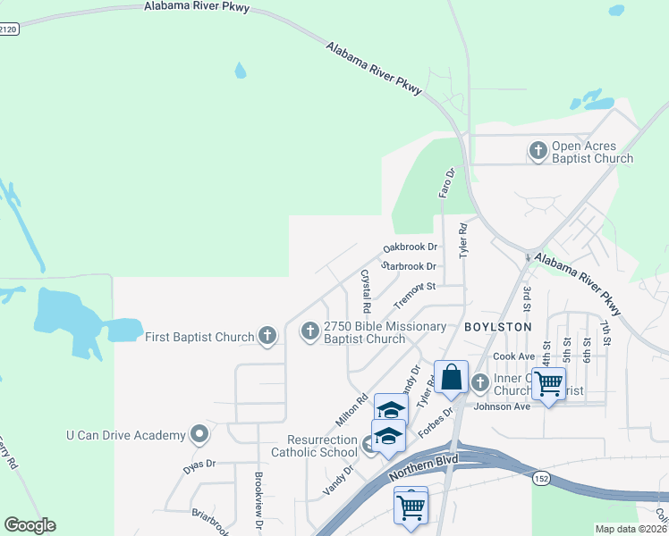 map of restaurants, bars, coffee shops, grocery stores, and more near 1000 Oakbrook Drive in Montgomery