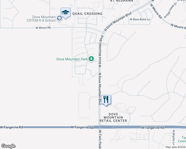 map of restaurants, bars, coffee shops, grocery stores, and more near 5439 West Morning Moonlight Lane in Marana