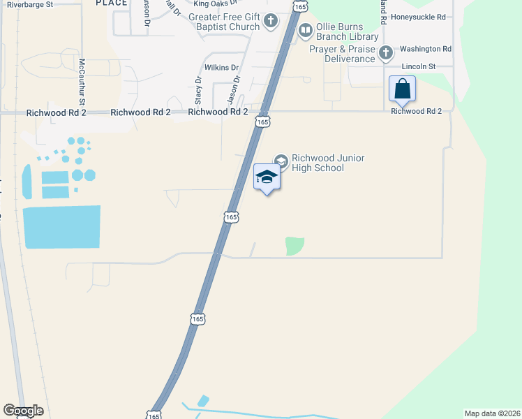 map of restaurants, bars, coffee shops, grocery stores, and more near 5901 U.S. 165 in Monroe