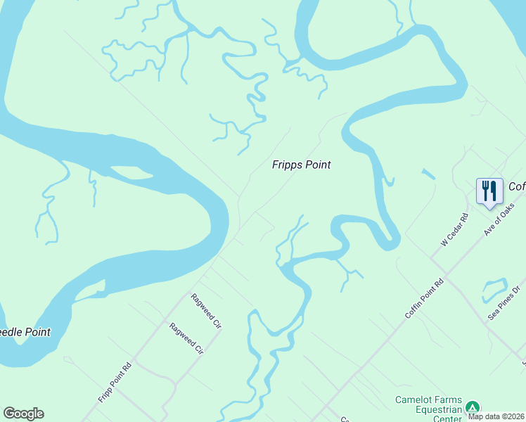 map of restaurants, bars, coffee shops, grocery stores, and more near 293-305 Fripp Point Rd in St Helena Island