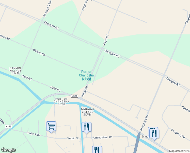 map of restaurants, bars, coffee shops, grocery stores, and more near Wei San Lu in Nan Tong Shi