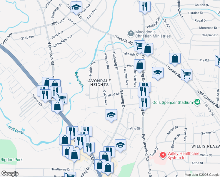 map of restaurants, bars, coffee shops, grocery stores, and more near 1043 Winston Road in Columbus