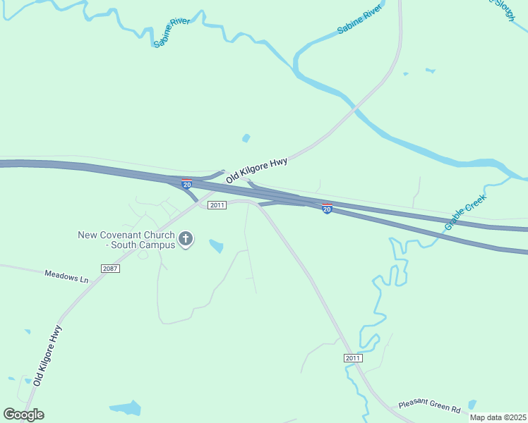 map of restaurants, bars, coffee shops, grocery stores, and more near Farm to Market Road 2011 in Longview