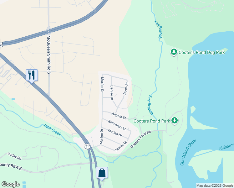 map of restaurants, bars, coffee shops, grocery stores, and more near 299 Bobbie Court in Prattville