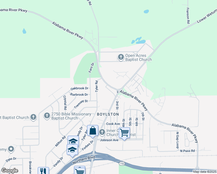 map of restaurants, bars, coffee shops, grocery stores, and more near 3261 Alabama River Parkway in Montgomery