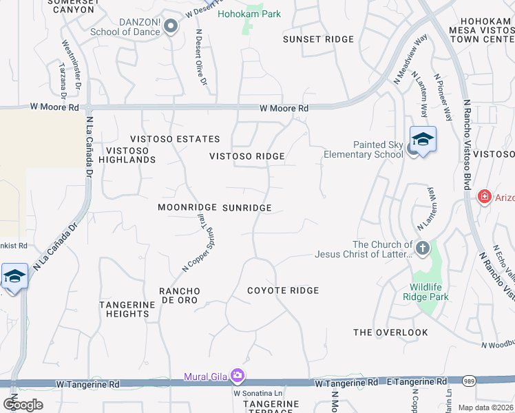 map of restaurants, bars, coffee shops, grocery stores, and more near 702 West Silver Eagle Court in Oro Valley