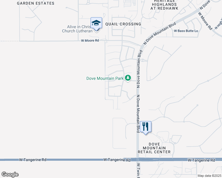map of restaurants, bars, coffee shops, grocery stores, and more near 12455 North Pinnacle Vista Court in Marana