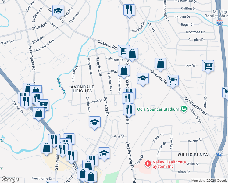 map of restaurants, bars, coffee shops, grocery stores, and more near 3601 Youmans Street in Columbus