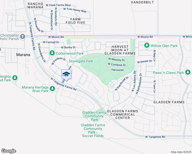 map of restaurants, bars, coffee shops, grocery stores, and more near 12452 North Sandby Green Drive in Marana