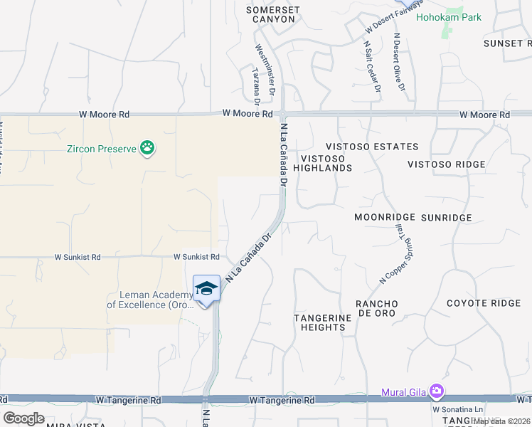 map of restaurants, bars, coffee shops, grocery stores, and more near 1281 West Placita La Greda in Oro Valley