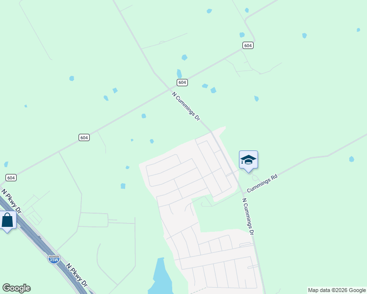 map of restaurants, bars, coffee shops, grocery stores, and more near 1715 North Cummings Drive in Alvarado