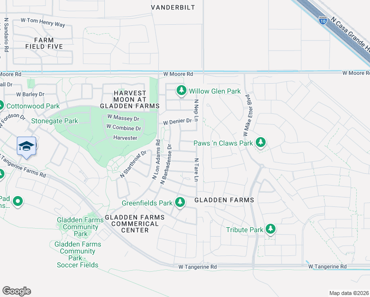 map of restaurants, bars, coffee shops, grocery stores, and more near 11059 West Motes Drive in Marana