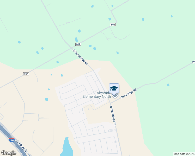 map of restaurants, bars, coffee shops, grocery stores, and more near 1545 North Cummings Drive in Alvarado