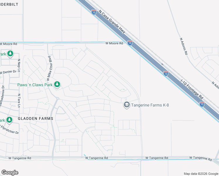 map of restaurants, bars, coffee shops, grocery stores, and more near 10416 West Robertson Street in Marana