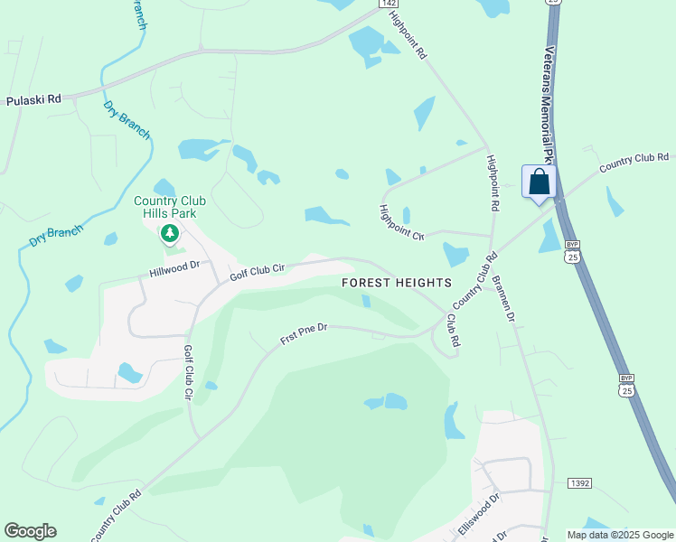 map of restaurants, bars, coffee shops, grocery stores, and more near 26 Golf Club Circle in Statesboro