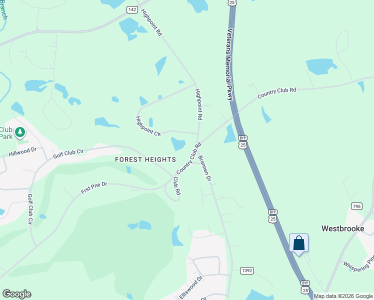 map of restaurants, bars, coffee shops, grocery stores, and more near 3943 Country Club Road in Statesboro