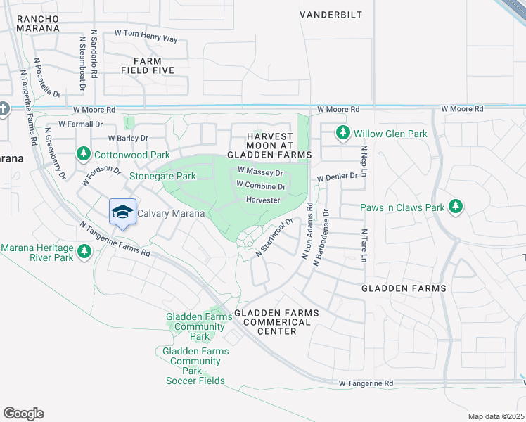 map of restaurants, bars, coffee shops, grocery stores, and more near 12505 North Cottonseed Lane in Marana