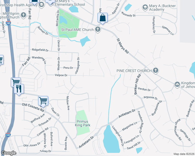 map of restaurants, bars, coffee shops, grocery stores, and more near 4824 Velpoe Drive in Columbus