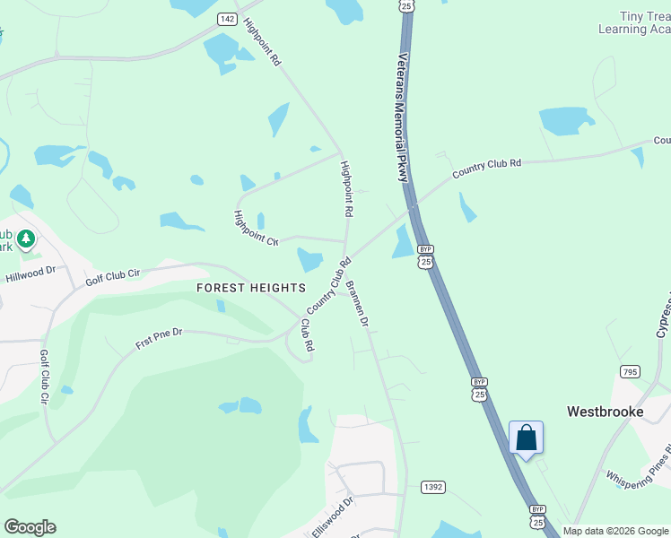 map of restaurants, bars, coffee shops, grocery stores, and more near 3943 Country Club Road in Statesboro