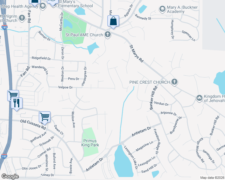 map of restaurants, bars, coffee shops, grocery stores, and more near 4824 Velpoe Drive in Columbus