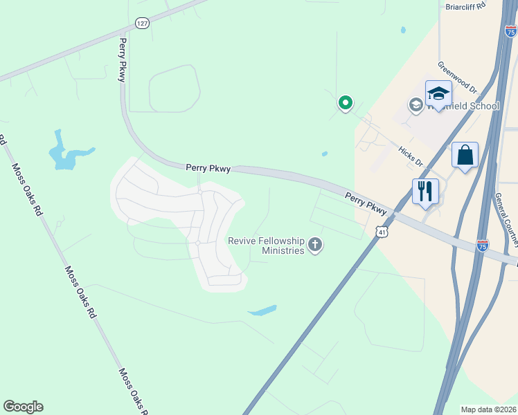 map of restaurants, bars, coffee shops, grocery stores, and more near 204 Agriculture Ln in Perry