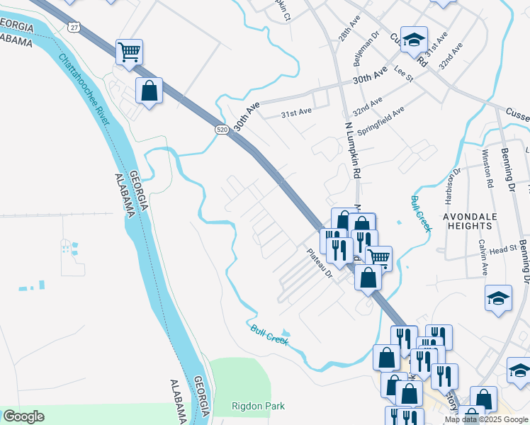 map of restaurants, bars, coffee shops, grocery stores, and more near 3110 Victory Dr in Columbus