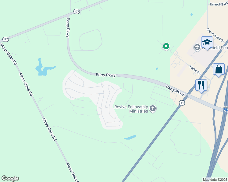 map of restaurants, bars, coffee shops, grocery stores, and more near Agriculture Ln in Perry