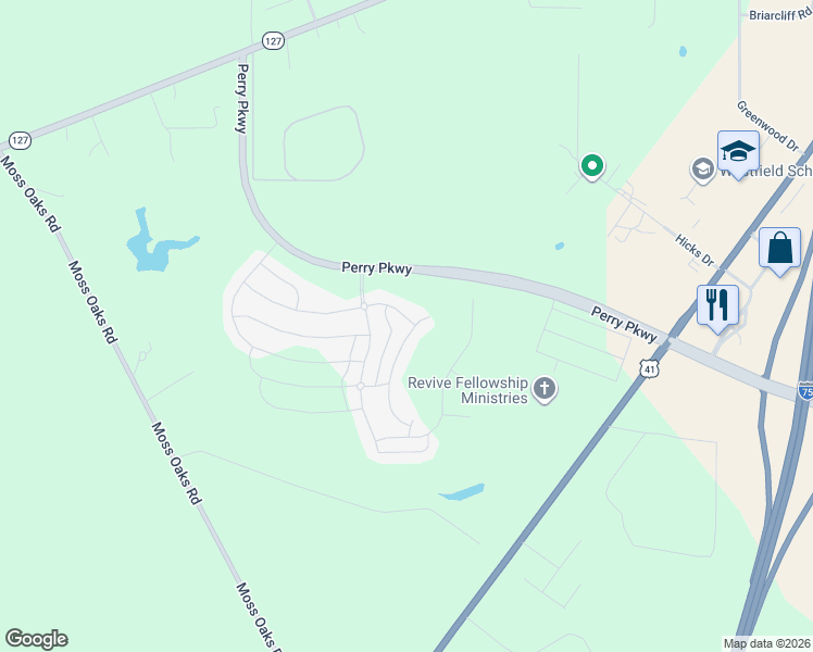 map of restaurants, bars, coffee shops, grocery stores, and more near Agriculture Ln in Perry