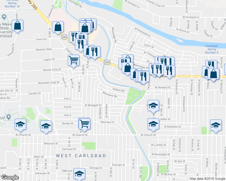 map of restaurants, bars, coffee shops, grocery stores, and more near 1903 Solana Road in Carlsbad