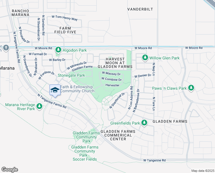 map of restaurants, bars, coffee shops, grocery stores, and more near 11349 West Harvester Drive in Marana