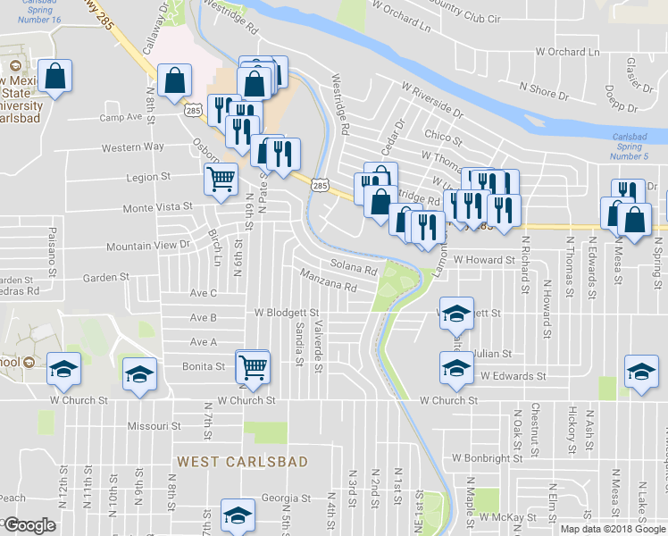 map of restaurants, bars, coffee shops, grocery stores, and more near 1905 Solana Road in Carlsbad