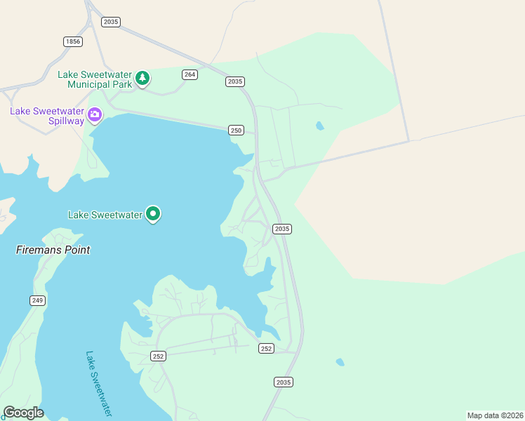 map of restaurants, bars, coffee shops, grocery stores, and more near 177 County Road 252 in Sweetwater