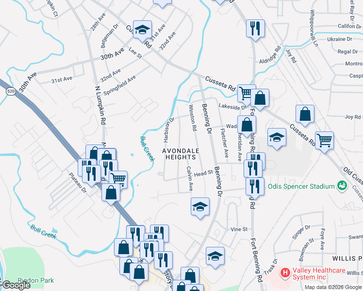 map of restaurants, bars, coffee shops, grocery stores, and more near 910 Brooks Road in Columbus