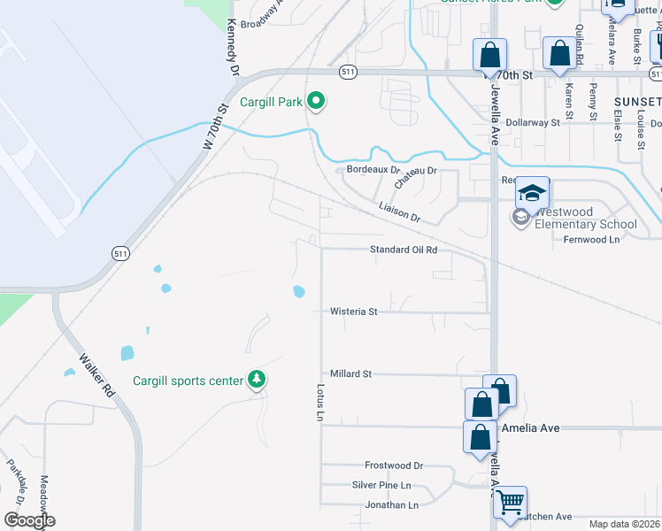 map of restaurants, bars, coffee shops, grocery stores, and more near 7705 Lotus Lane in Shreveport