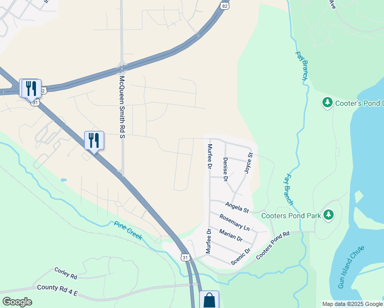 map of restaurants, bars, coffee shops, grocery stores, and more near 279 Murfee Drive in Prattville
