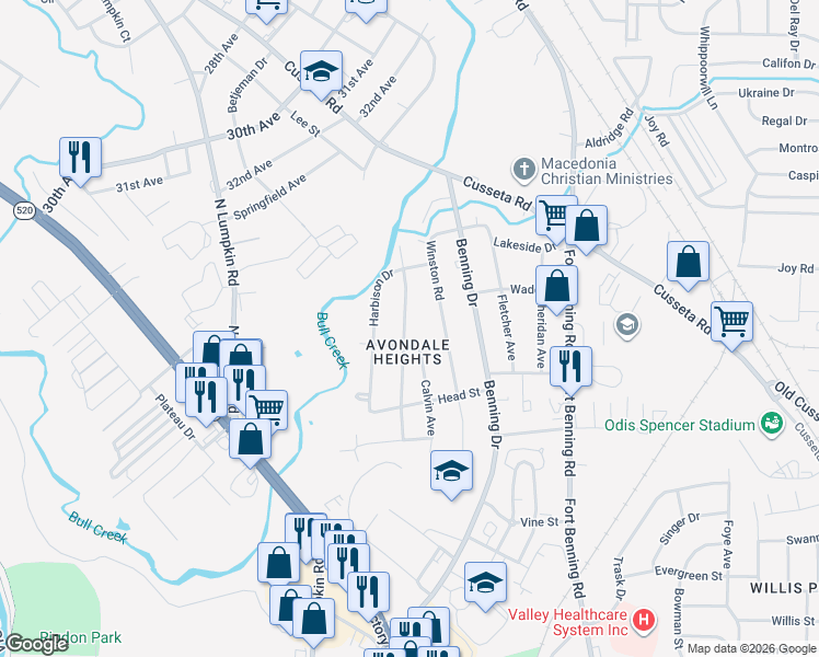 map of restaurants, bars, coffee shops, grocery stores, and more near 910 Brooks Road in Columbus