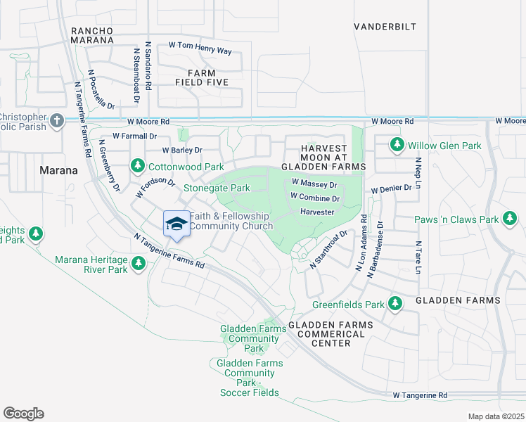 map of restaurants, bars, coffee shops, grocery stores, and more near 12524 North Stone Ring Drive in Marana