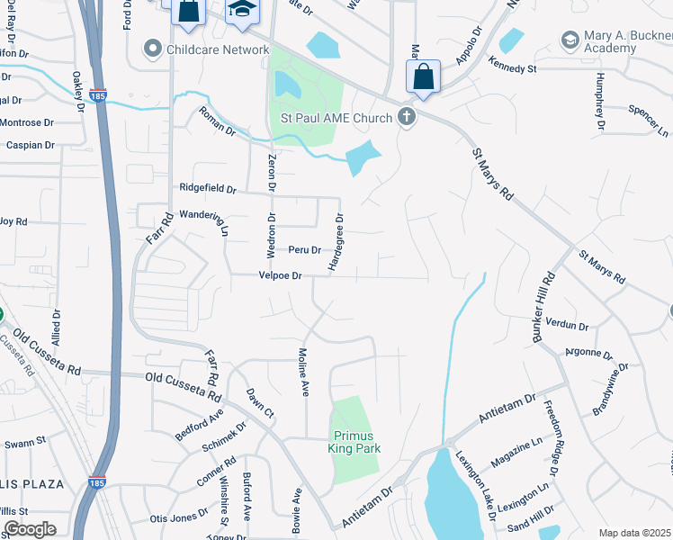 map of restaurants, bars, coffee shops, grocery stores, and more near 922 Hardegree Drive in Columbus