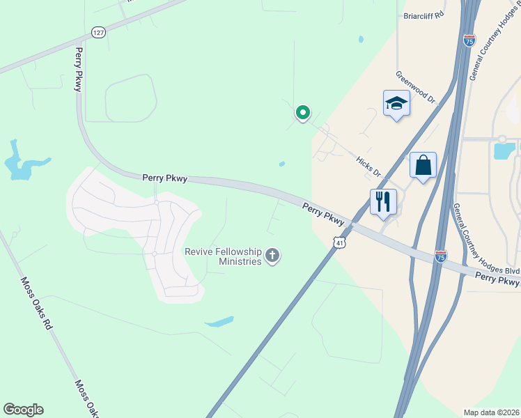 map of restaurants, bars, coffee shops, grocery stores, and more near in Perry