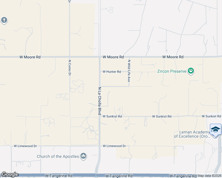 map of restaurants, bars, coffee shops, grocery stores, and more near 12580 North La Cholla Boulevard in Tucson