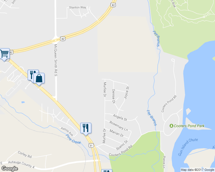 map of restaurants, bars, coffee shops, grocery stores, and more near 278 Murfee Drive in Prattville