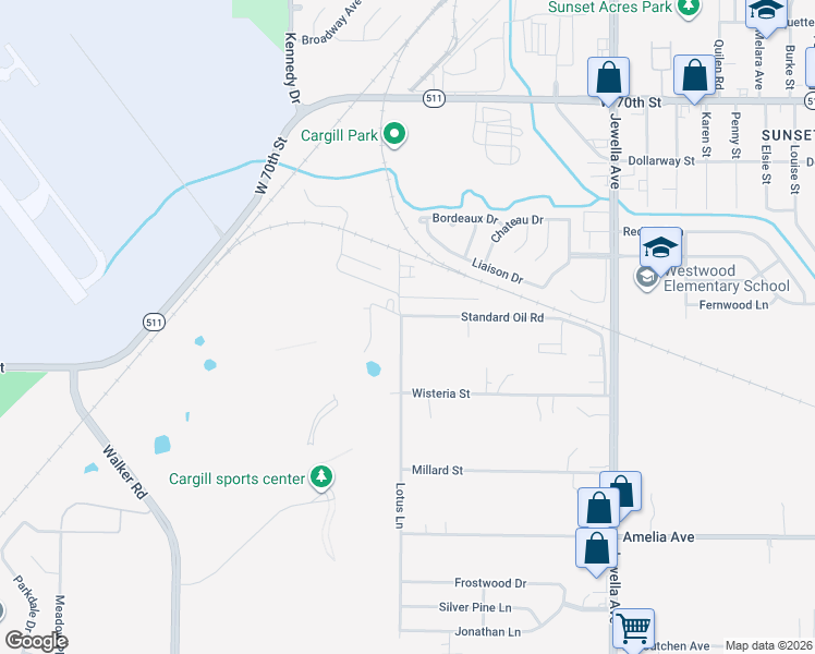 map of restaurants, bars, coffee shops, grocery stores, and more near 7705 Lotus Ln in Shreveport